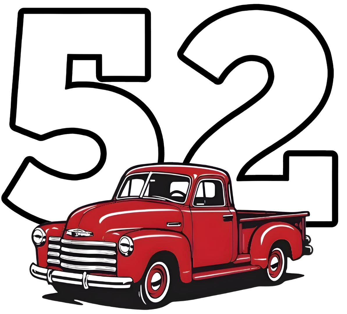 52 Pick Up Social - Vintage Red Truck Logo